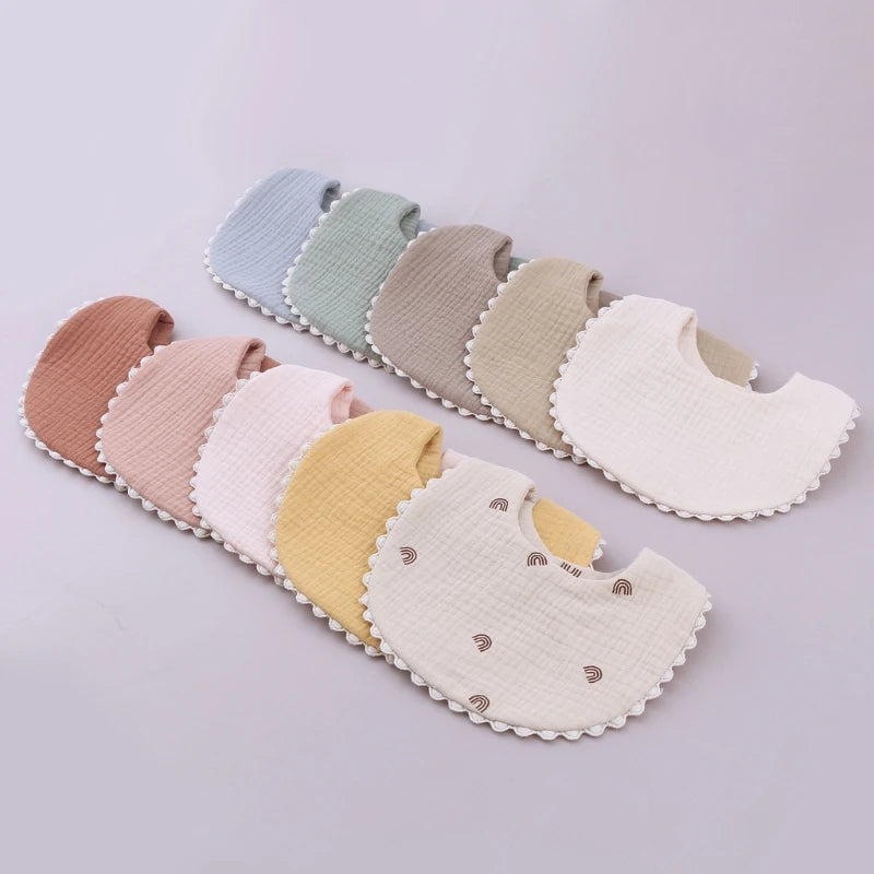 Cotton Gause Baby Bibs Solid Color Absorbent Baby Tassel Bib Newborn Burp Cloths Bandana Scarf for Kids Baby Girls Feeding Item