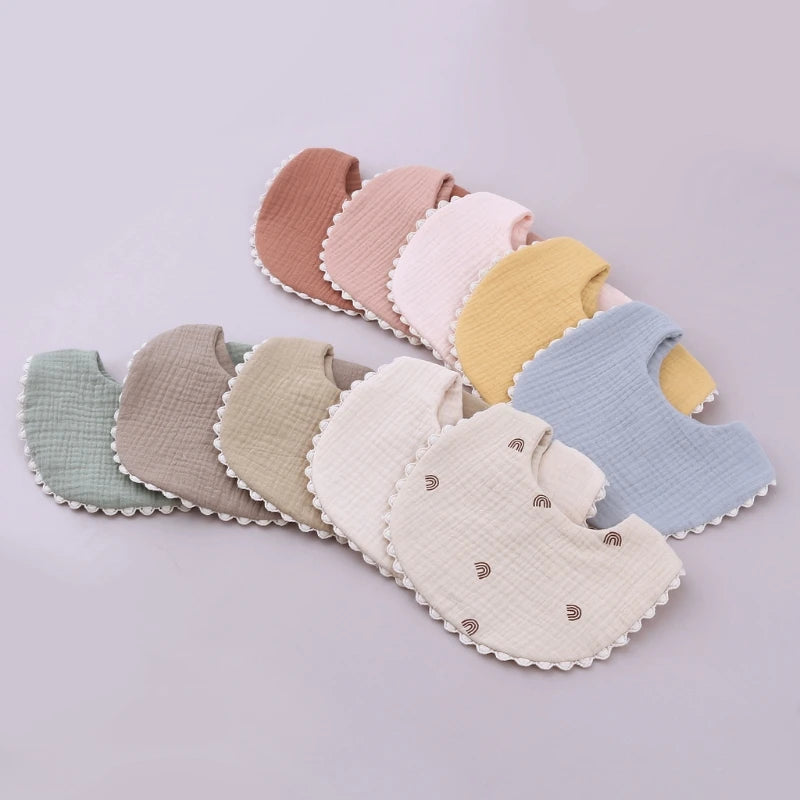 Cotton Gause Baby Bibs Solid Color Absorbent Baby Tassel Bib Newborn Burp Cloths Bandana Scarf for Kids Baby Girls Feeding Item