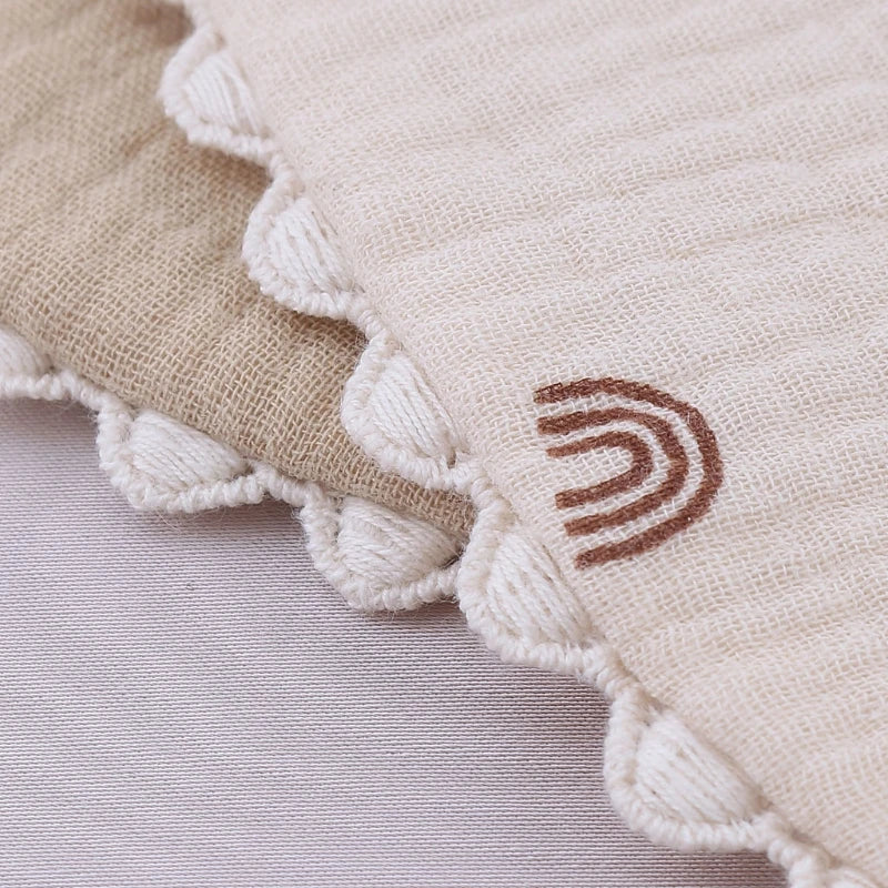 Cotton Gause Baby Bibs Solid Color Absorbent Baby Tassel Bib Newborn Burp Cloths Bandana Scarf for Kids Baby Girls Feeding Item