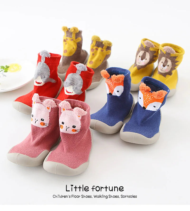 Baby Shoes Toddler First Walkers Infant Boys Girls Kids Rubber Soft Non-Slip Sole Floor Barefoot Casual Shoes Knit Booties