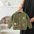 Children's Sweater Embroidered Cartoon Letter Knitted Cardigan 2026 Autumn and Winter Baby Sweater Jacket
