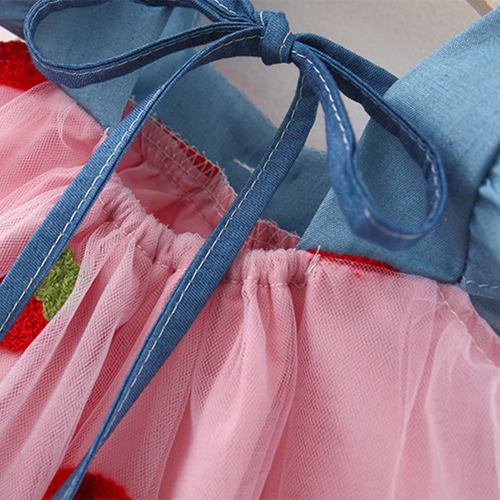 Baby Girl Dress Summer Cherry Mesh Girl's Dress Cute Beach Baby Dress Baby Girl Clothes