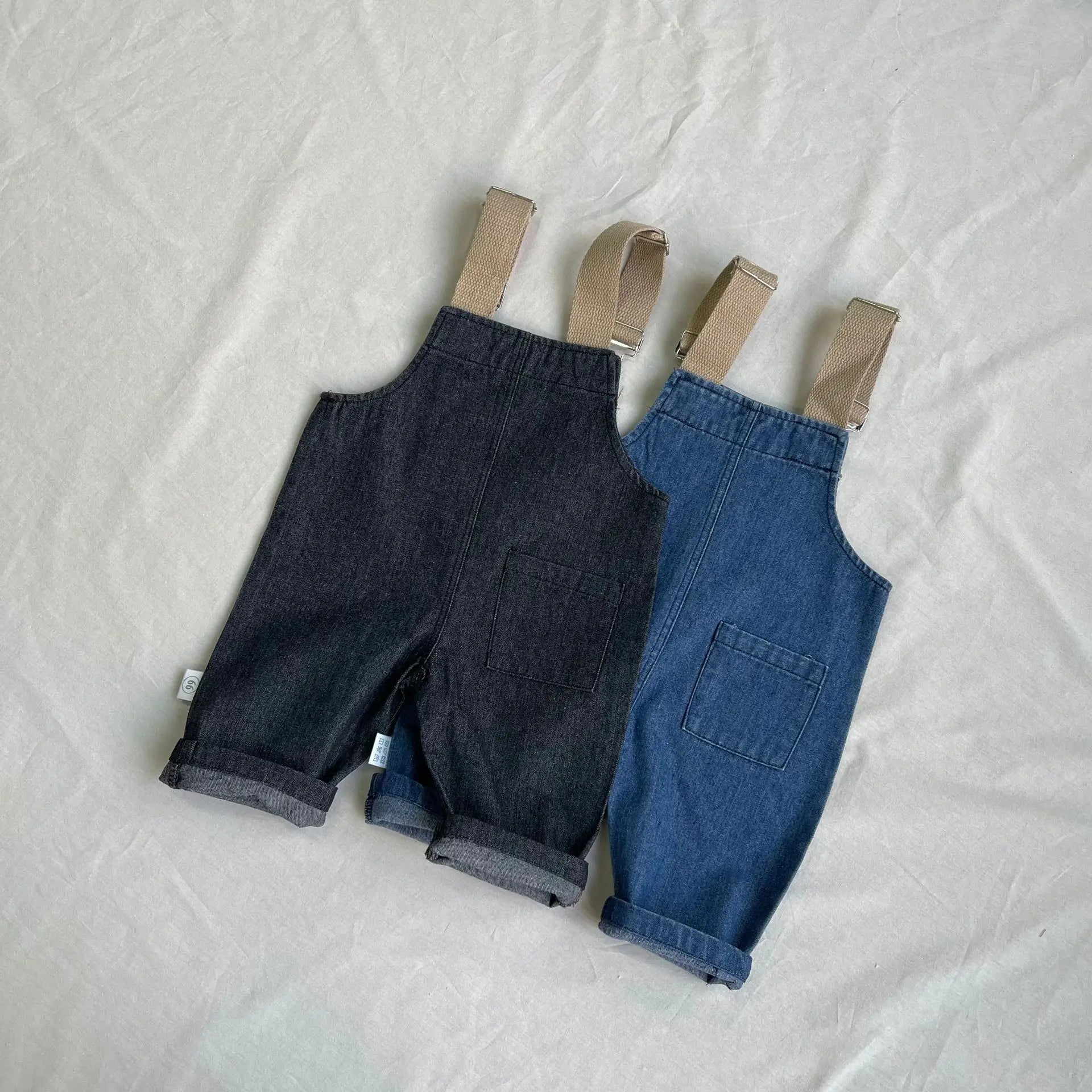 2026 Spring New Baby Fashion Denim Overalls Infant Boy Loose Strap Trousers Girls Solid Versatile Casual Pants Toddler Jeans