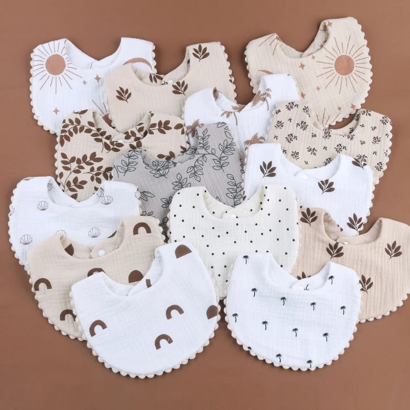 Cotton Gause Baby Bibs Solid Color Absorbent Baby Tassel Bib Newborn Burp Cloths Bandana Scarf for Kids Baby Girls Feeding Item