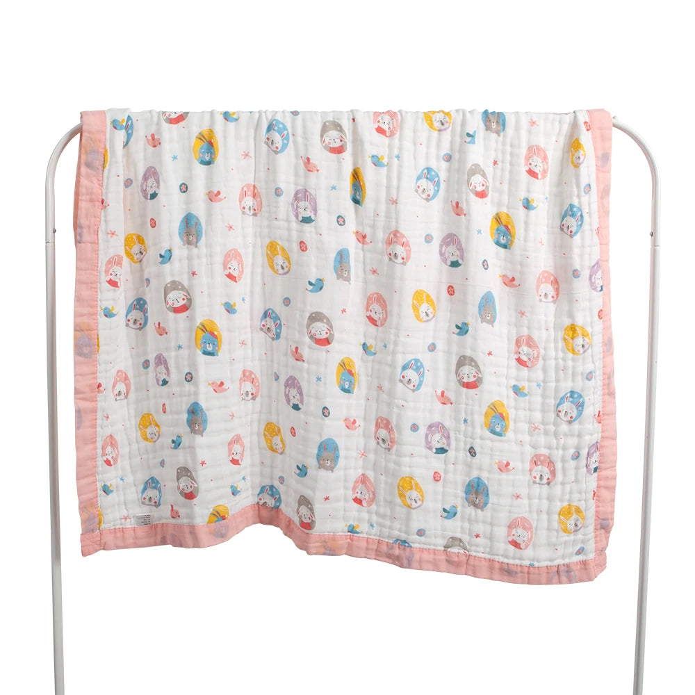 Baby Blankets 6 Layers 100% Cotton Gauze Breathable Infant Wrap Soft Absorbent Newborn Swaddle Blankets Cartoon Baby Bath Towel