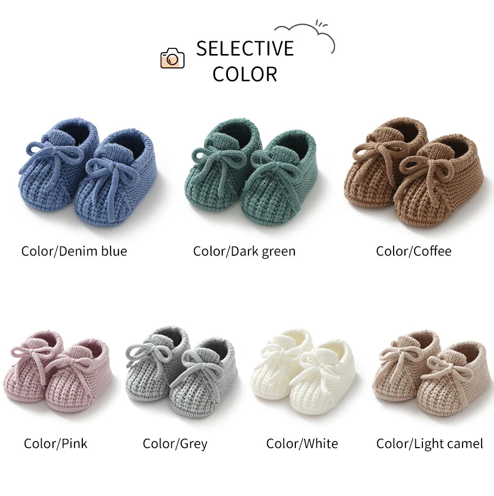 Baby Girls Shoes Hand Knitting Newborn Infant Boys Socks Booties 0-18m Soft Soled Anti-Slip Toddler Outdoor Indoor First Walkers