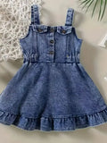 Baby Girl's Denim Romper Dress Infant Backless Overalls Clothing Kids Fashion Outfit Baby Girl's Clothing