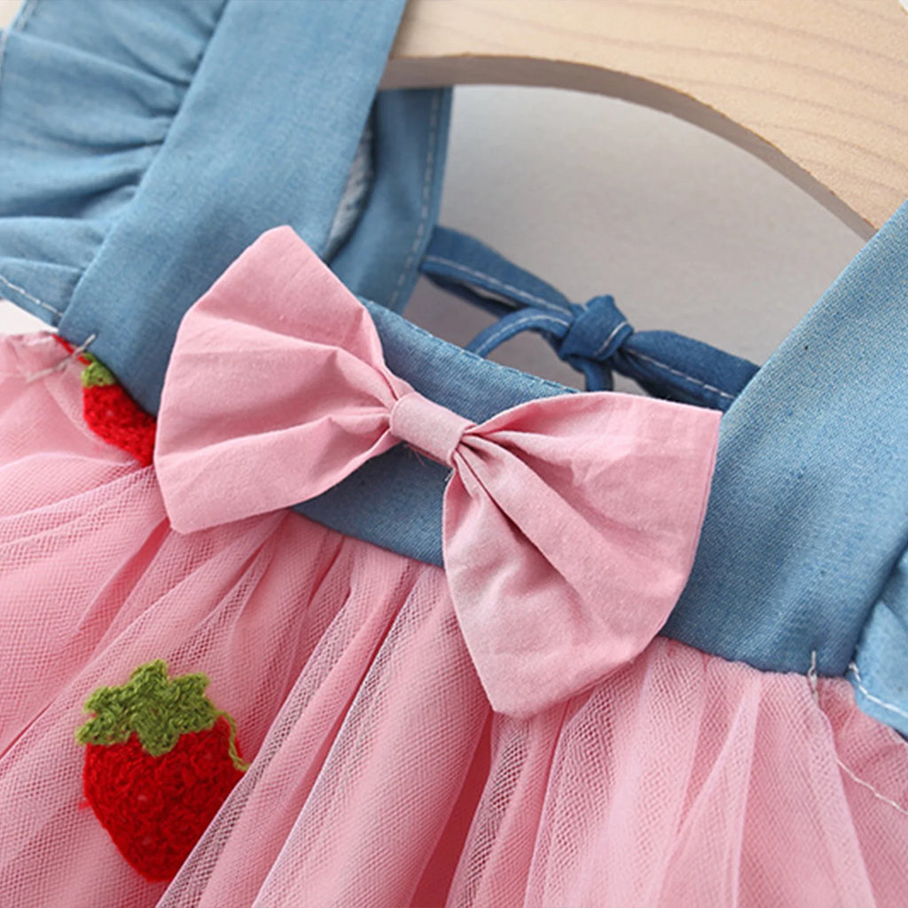 Baby Girl Dress Summer Cherry Mesh Girl's Dress Cute Beach Baby Dress Baby Girl Clothes