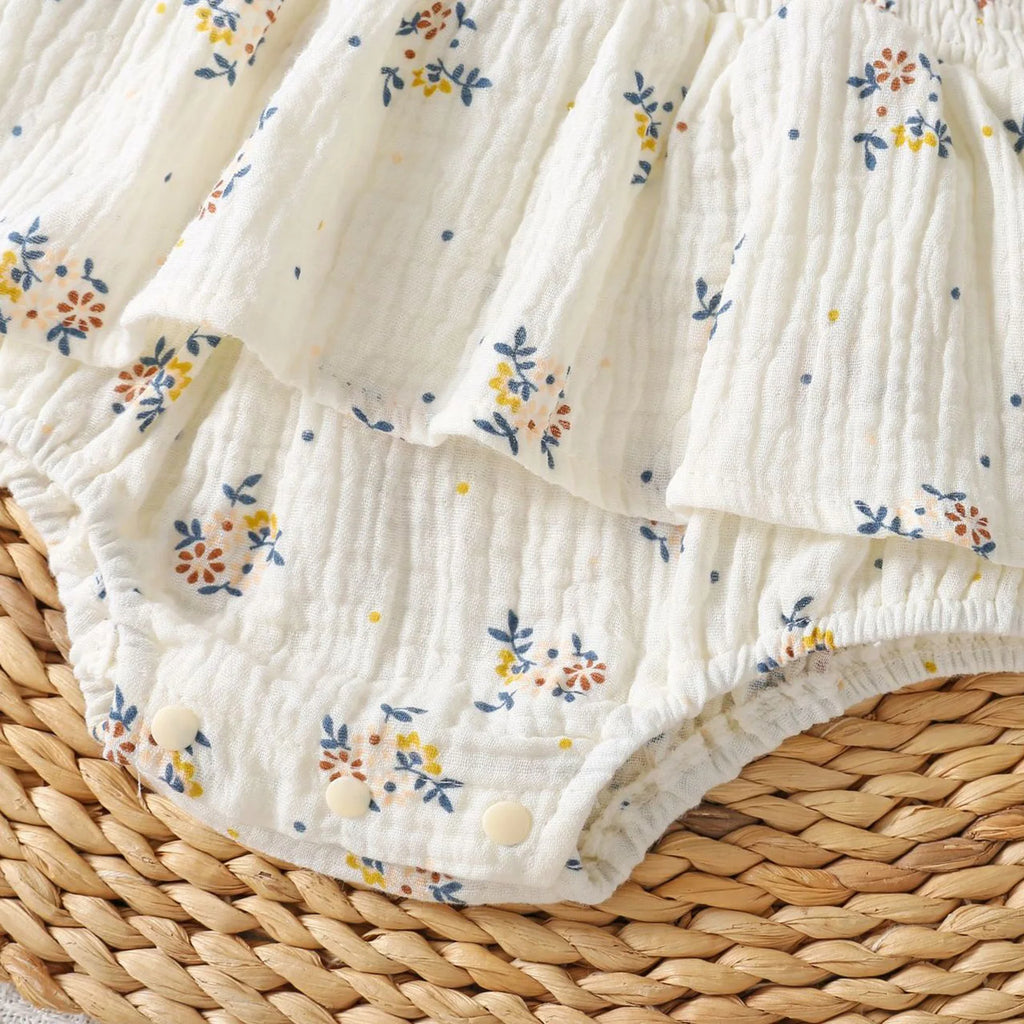 Little Girls Vacation Boho Romper Summer Casual Ruffles Flower Bodysuit Daily Beach Holiday Birthday Party Photography Costume