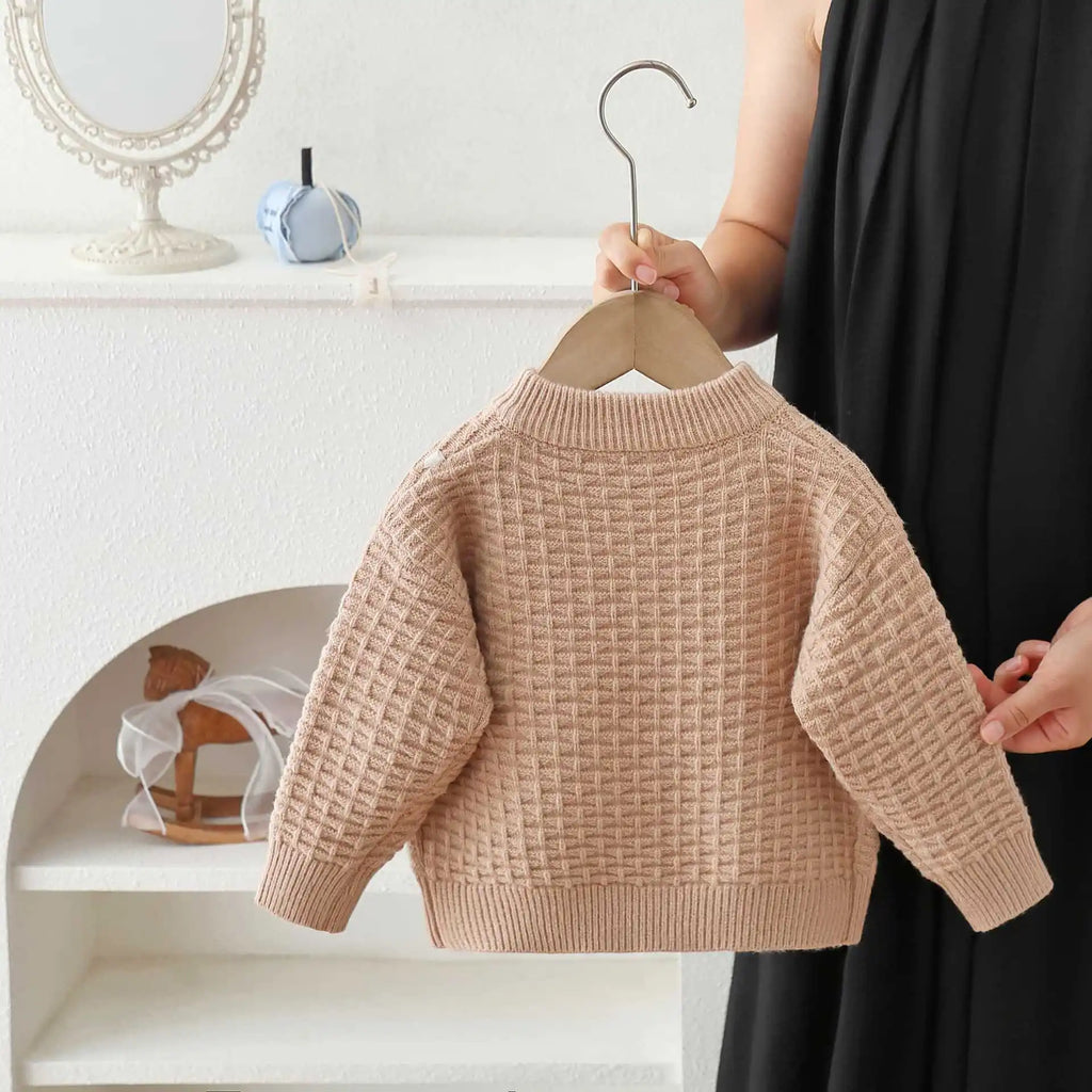 Children's Sweater Embroidered Cartoon Letter Knitted Cardigan 2026 Autumn and Winter Baby Sweater Jacket
