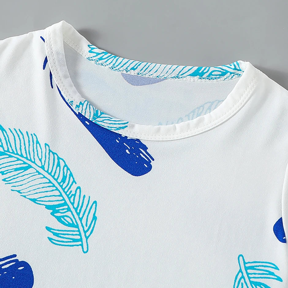 2-piece summer children's dinosaur print set, cute short sleeved T-shirt for boys and girls, elastic waist, comfortable shorts