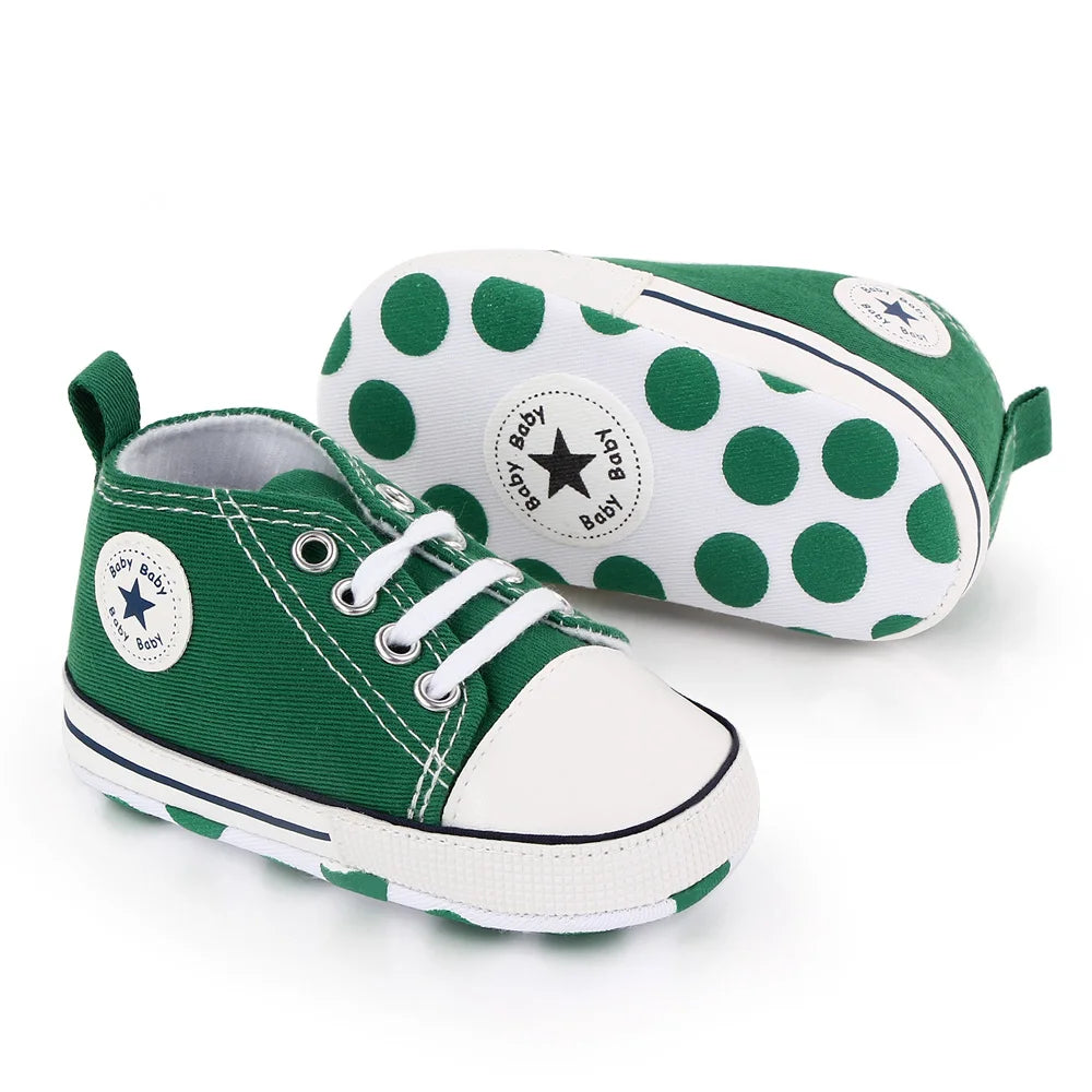 New Baby Shoes Boys Girls Classic Canvas Casual Sneakers Spring Newborn First Walker Toddler Soft Sole Non-Slip Walking Shoes
