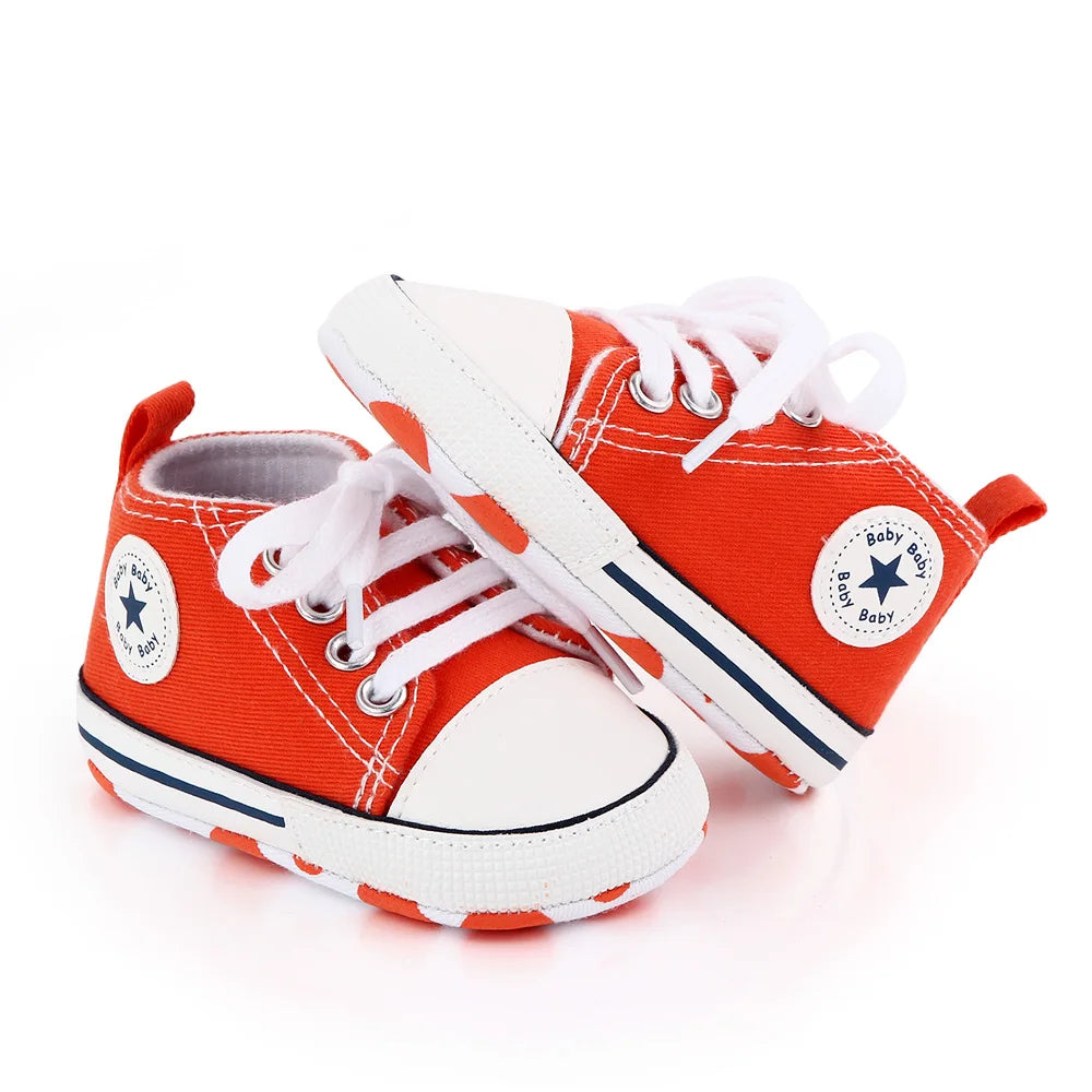 New Baby Shoes Boys Girls Classic Canvas Casual Sneakers Spring Newborn First Walker Toddler Soft Sole Non-Slip Walking Shoes