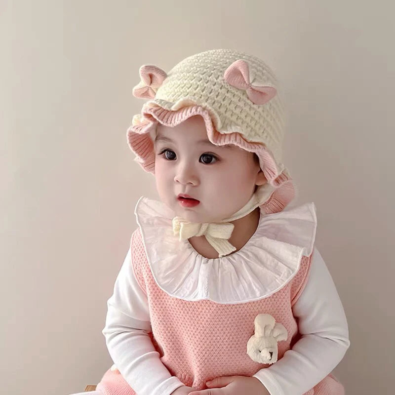 Baby Wool Hat Cute Ear Protection Hat Children Winter Thickened Warm Knitted Baby Cap