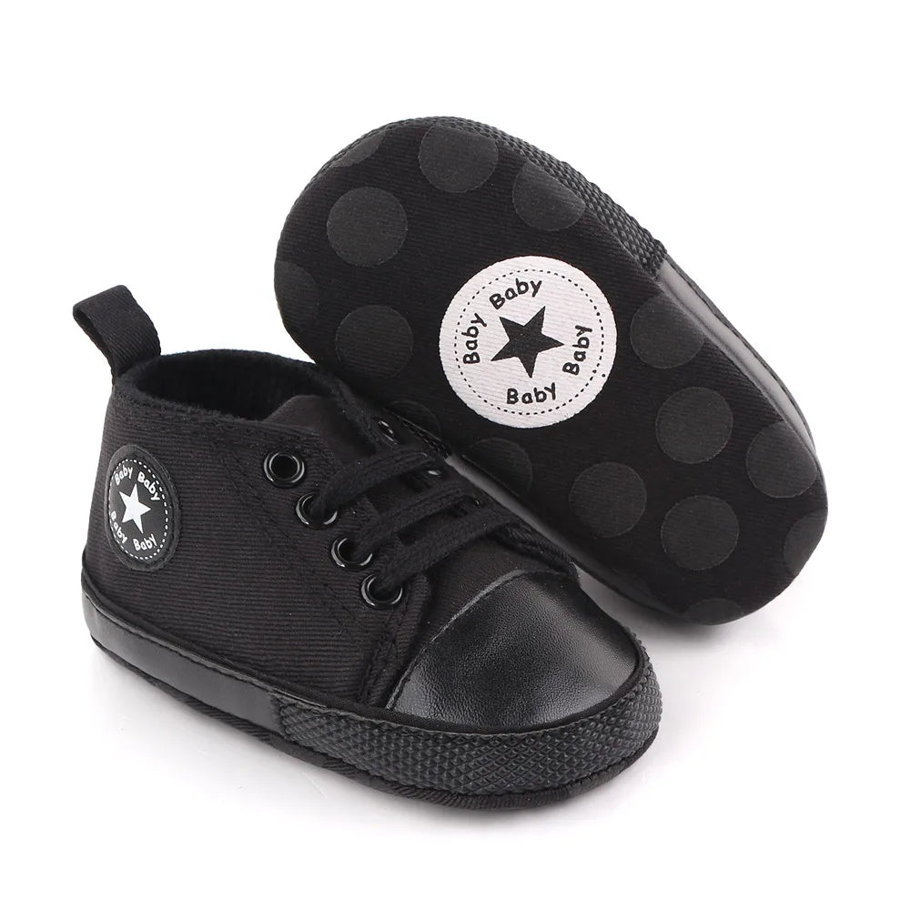 New Baby Shoes Boys Girls Classic Canvas Casual Sneakers Spring Newborn First Walker Toddler Soft Sole Non-Slip Walking Shoes