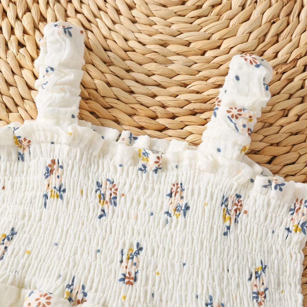Little Girls Vacation Boho Romper Summer Casual Ruffles Flower Bodysuit Daily Beach Holiday Birthday Party Photography Costume