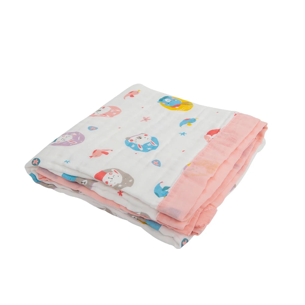 Baby Blankets 6 Layers 100% Cotton Gauze Breathable Infant Wrap Soft Absorbent Newborn Swaddle Blankets Cartoon Baby Bath Towel