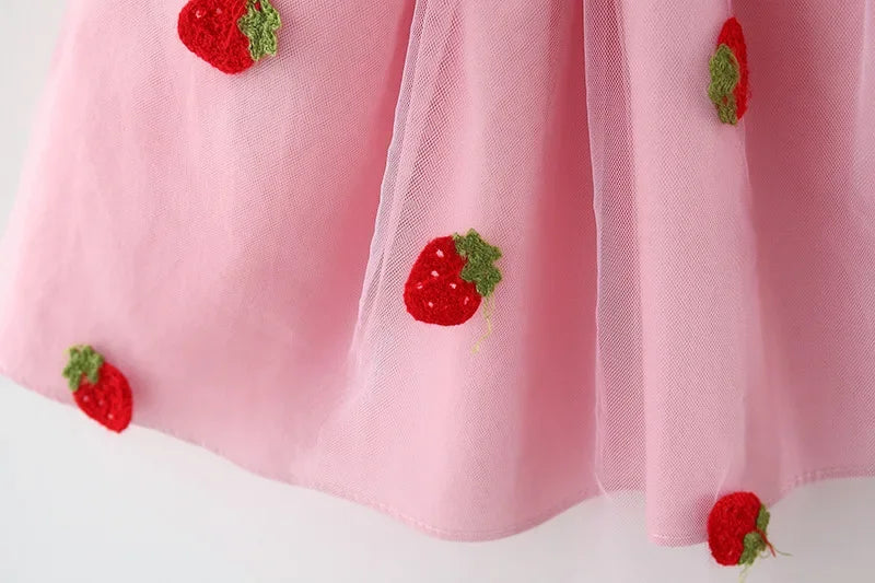 Baby Girl Dress Summer Cherry Mesh Girl's Dress Cute Beach Baby Dress Baby Girl Clothes
