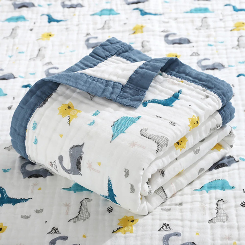 Baby Blankets 6 Layers 100% Cotton Gauze Breathable Infant Wrap Soft Absorbent Newborn Swaddle Blankets Cartoon Baby Bath Towel