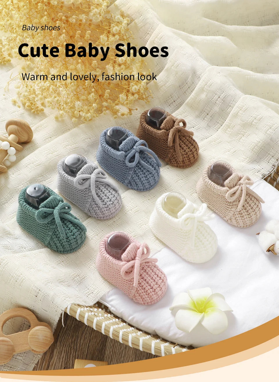 Baby Girls Shoes Hand Knitting Newborn Infant Boys Socks Booties 0-18m Soft Soled Anti-Slip Toddler Outdoor Indoor First Walkers