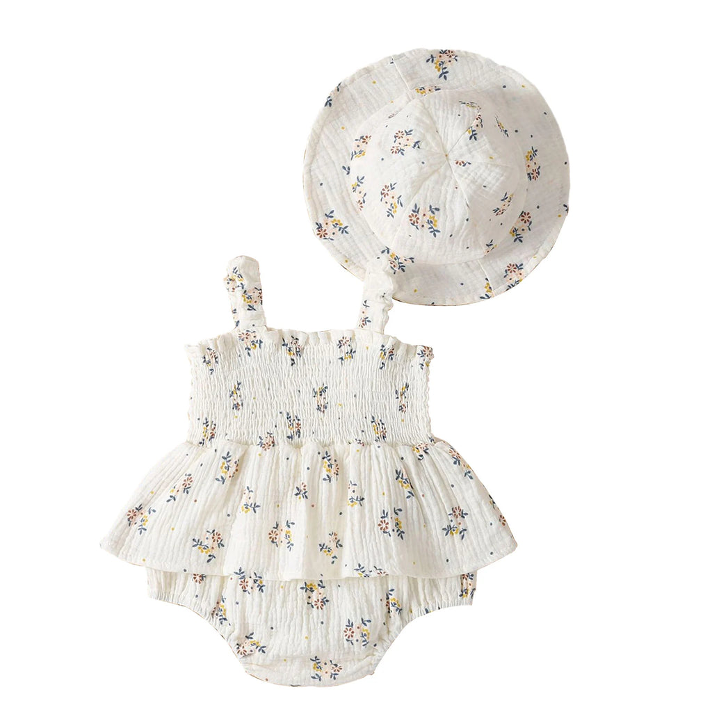 Little Girls Vacation Boho Romper Summer Casual Ruffles Flower Bodysuit Daily Beach Holiday Birthday Party Photography Costume