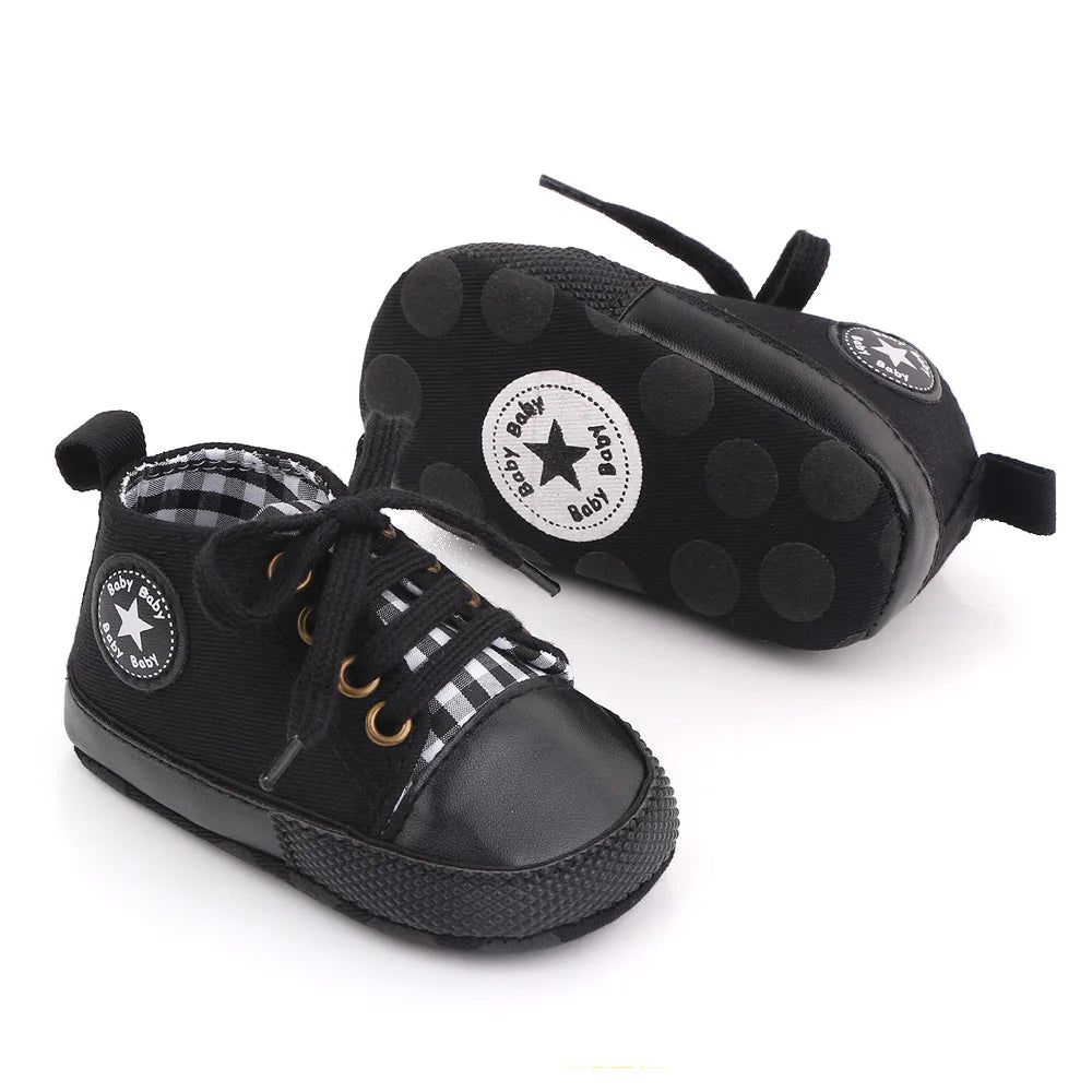 New Baby Shoes Boys Girls Classic Canvas Casual Sneakers Spring Newborn First Walker Toddler Soft Sole Non-Slip Walking Shoes