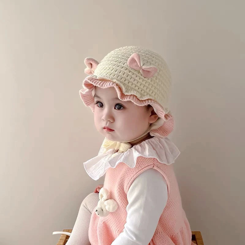 Baby Wool Hat Cute Ear Protection Hat Children Winter Thickened Warm Knitted Baby Cap