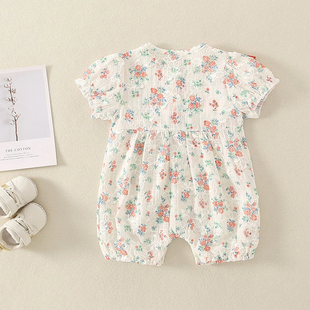 Little Girls Vacation Boho Romper Summer Casual Ruffles Flower Bodysuit Daily Beach Holiday Birthday Party Photography Costume