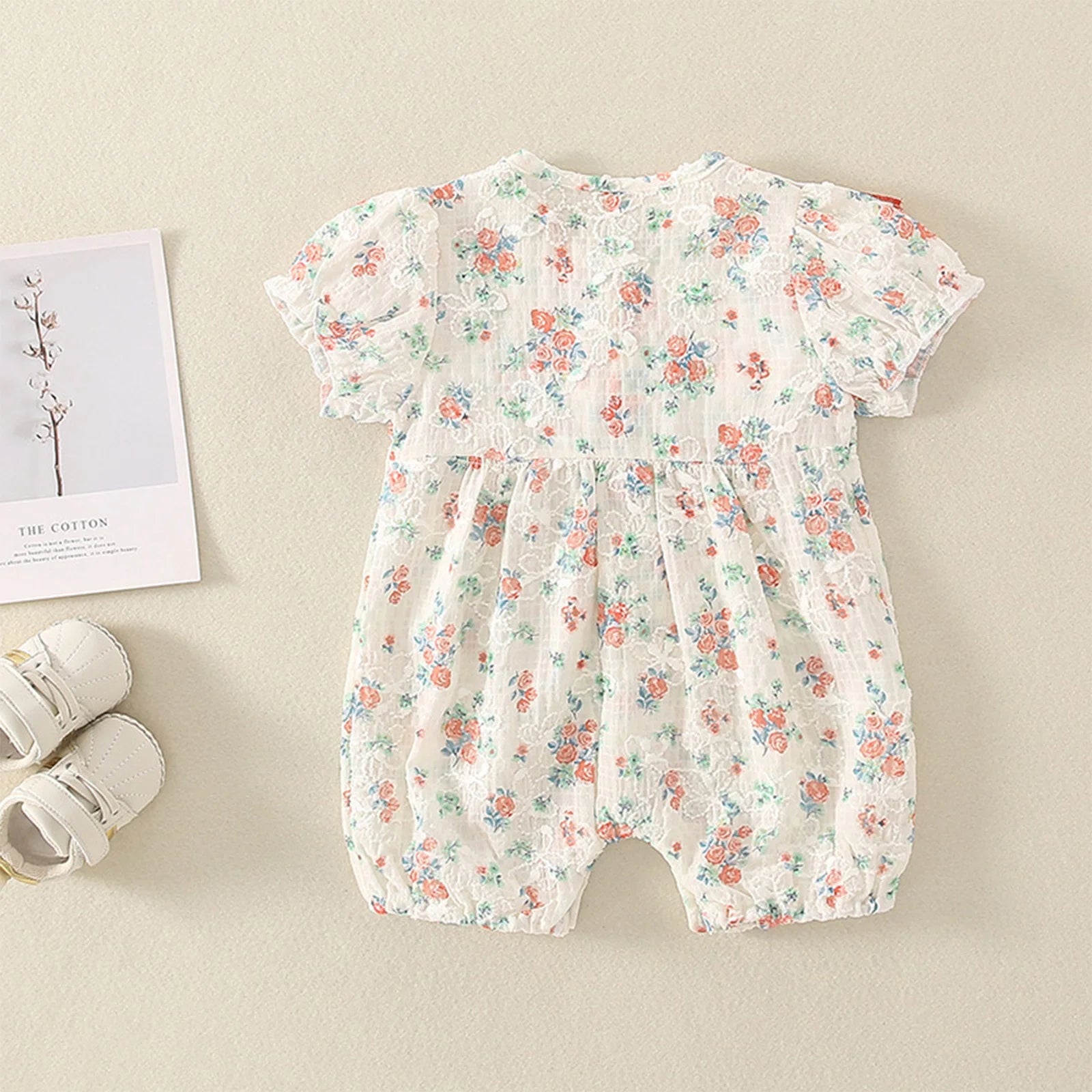 Little Girls Vacation Boho Romper Summer Casual Ruffles Flower Bodysuit Daily Beach Holiday Birthday Party Photography Costume