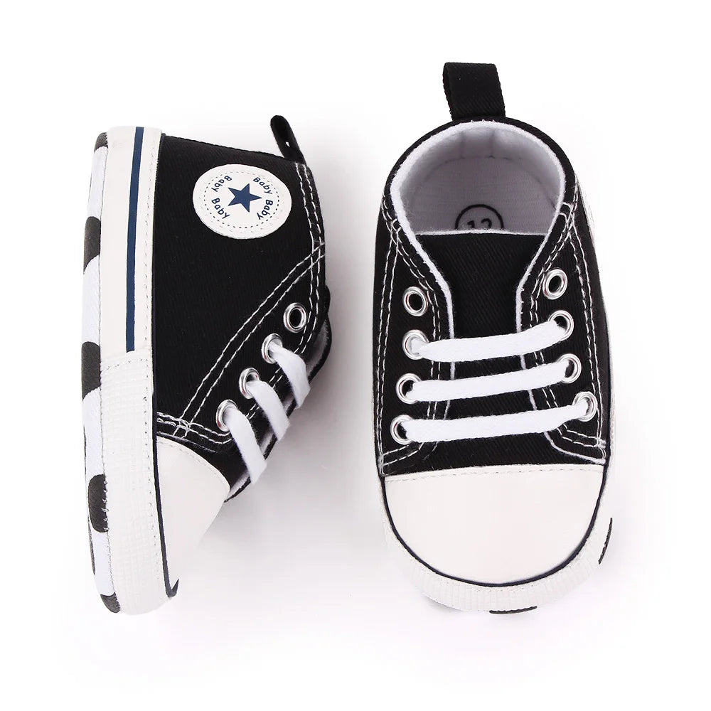 New Baby Shoes Boys Girls Classic Canvas Casual Sneakers Spring Newborn First Walker Toddler Soft Sole Non-Slip Walking Shoes
