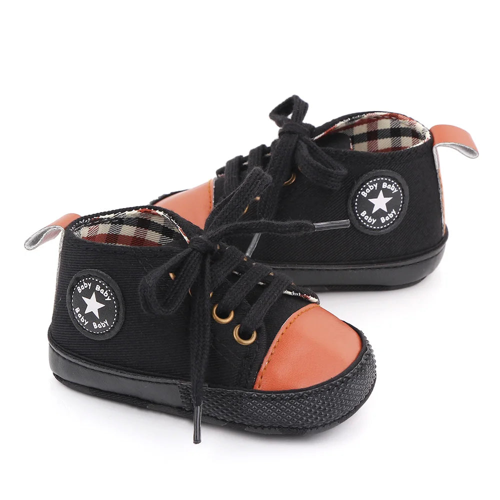 New Baby Shoes Boys Girls Classic Canvas Casual Sneakers Spring Newborn First Walker Toddler Soft Sole Non-Slip Walking Shoes