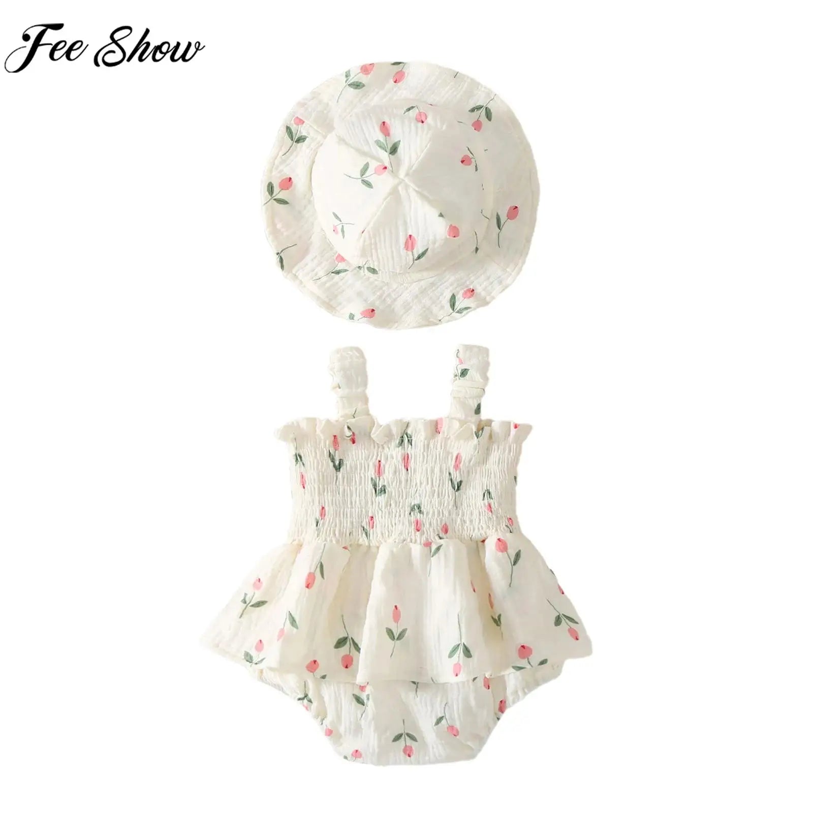 Little Girls Vacation Boho Romper Summer Casual Ruffles Flower Bodysuit Daily Beach Holiday Birthday Party Photography Costume