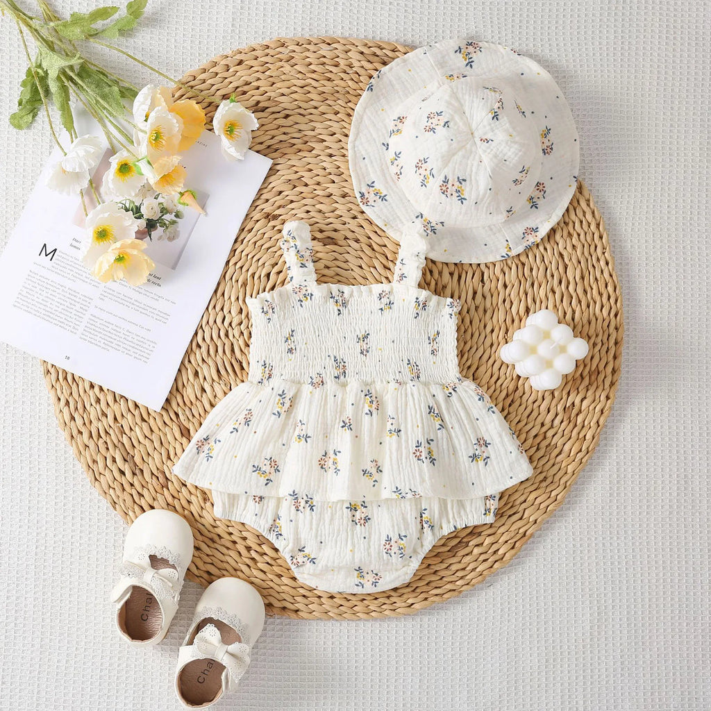 Little Girls Vacation Boho Romper Summer Casual Ruffles Flower Bodysuit Daily Beach Holiday Birthday Party Photography Costume