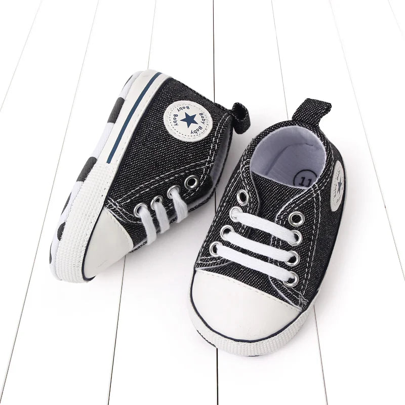 New Baby Shoes Boys Girls Classic Canvas Casual Sneakers Spring Newborn First Walker Toddler Soft Sole Non-Slip Walking Shoes