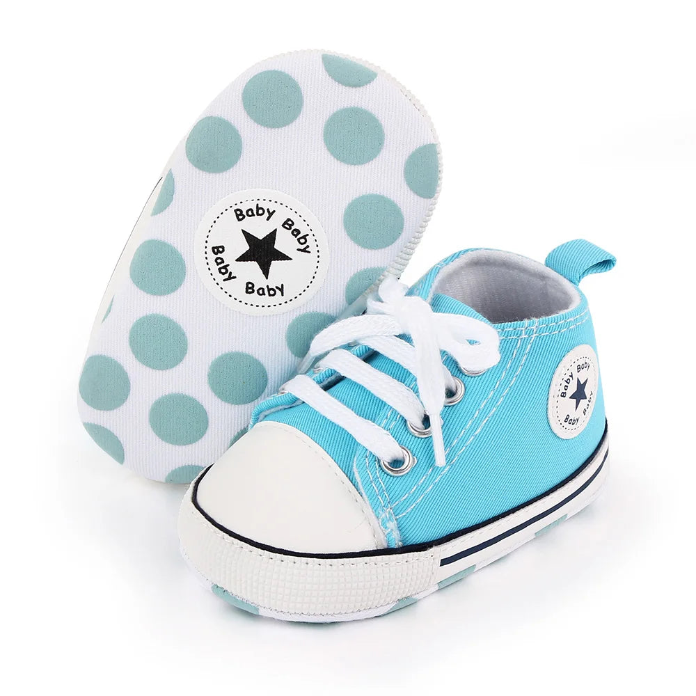 New Baby Shoes Boys Girls Classic Canvas Casual Sneakers Spring Newborn First Walker Toddler Soft Sole Non-Slip Walking Shoes