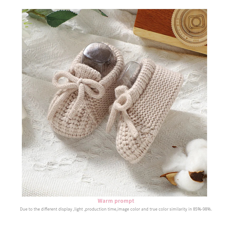 Baby Girls Shoes Hand Knitting Newborn Infant Boys Socks Booties 0-18m Soft Soled Anti-Slip Toddler Outdoor Indoor First Walkers