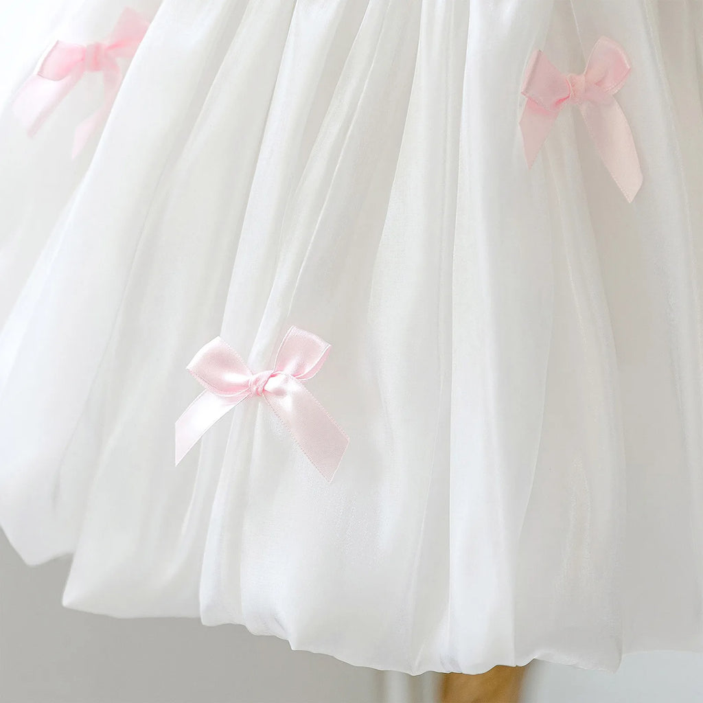 Toddler Kids Girls Ballet Tutu Lyrical Dance Dress Ballerina Performance Costume Adjustable Straps Bowknot Ruffles Bubble Dress