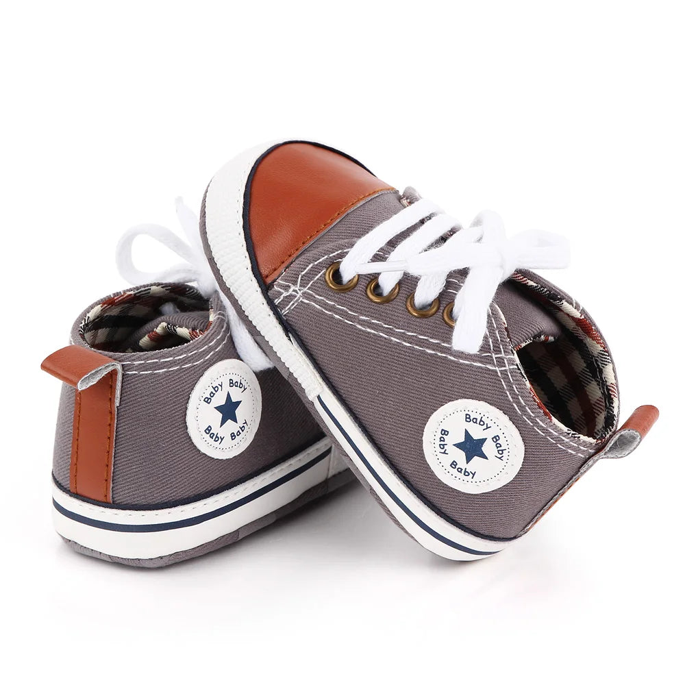New Baby Shoes Boys Girls Classic Canvas Casual Sneakers Spring Newborn First Walker Toddler Soft Sole Non-Slip Walking Shoes