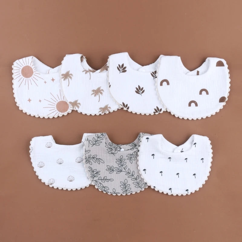 Cotton Gause Baby Bibs Solid Color Absorbent Baby Tassel Bib Newborn Burp Cloths Bandana Scarf for Kids Baby Girls Feeding Item
