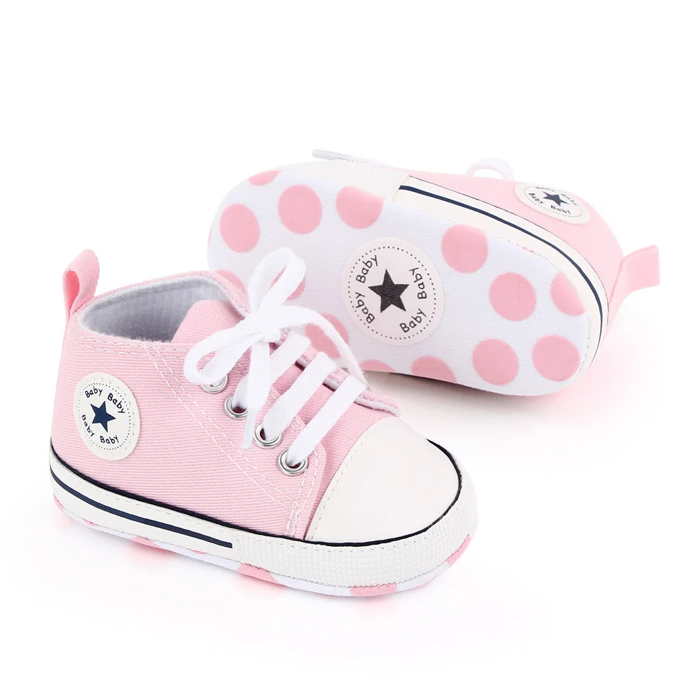 New Baby Shoes Boys Girls Classic Canvas Casual Sneakers Spring Newborn First Walker Toddler Soft Sole Non-Slip Walking Shoes