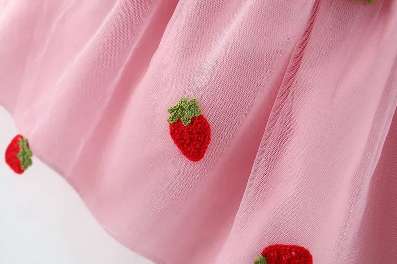 Baby Girl Dress Summer Cherry Mesh Girl's Dress Cute Beach Baby Dress Baby Girl Clothes