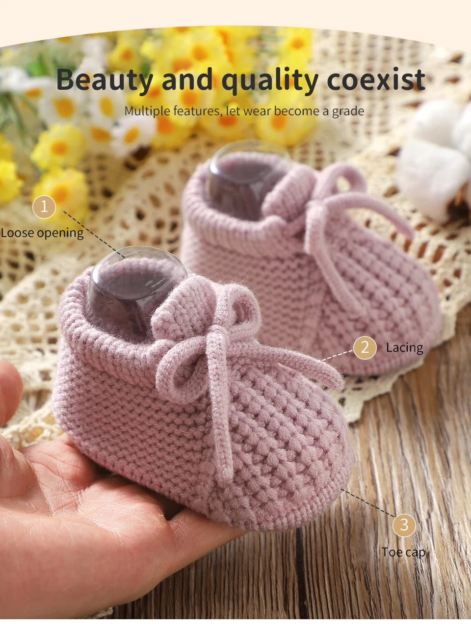 Baby Girls Shoes Hand Knitting Newborn Infant Boys Socks Booties 0-18m Soft Soled Anti-Slip Toddler Outdoor Indoor First Walkers
