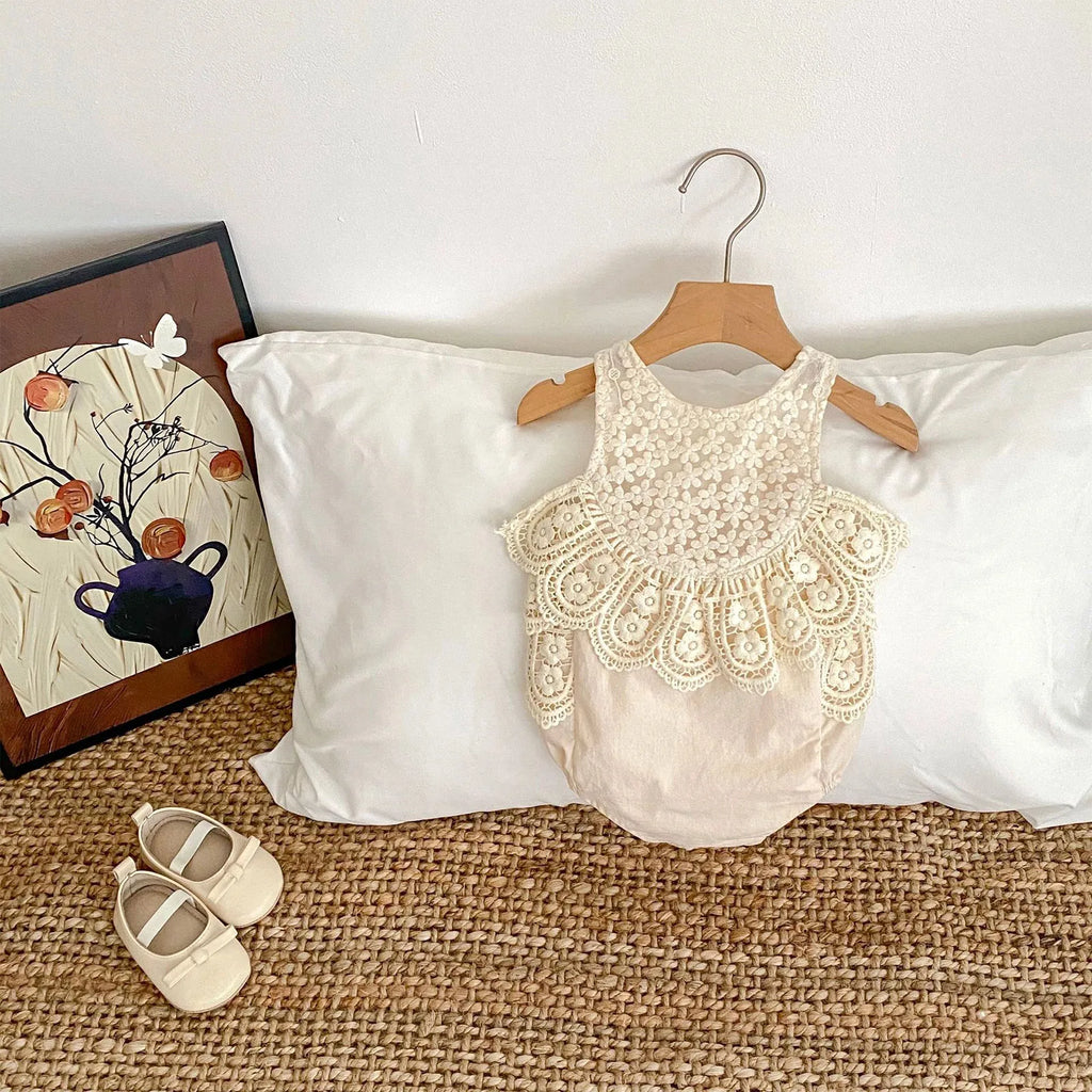 Little Girls Vacation Boho Romper Summer Casual Ruffles Flower Bodysuit Daily Beach Holiday Birthday Party Photography Costume