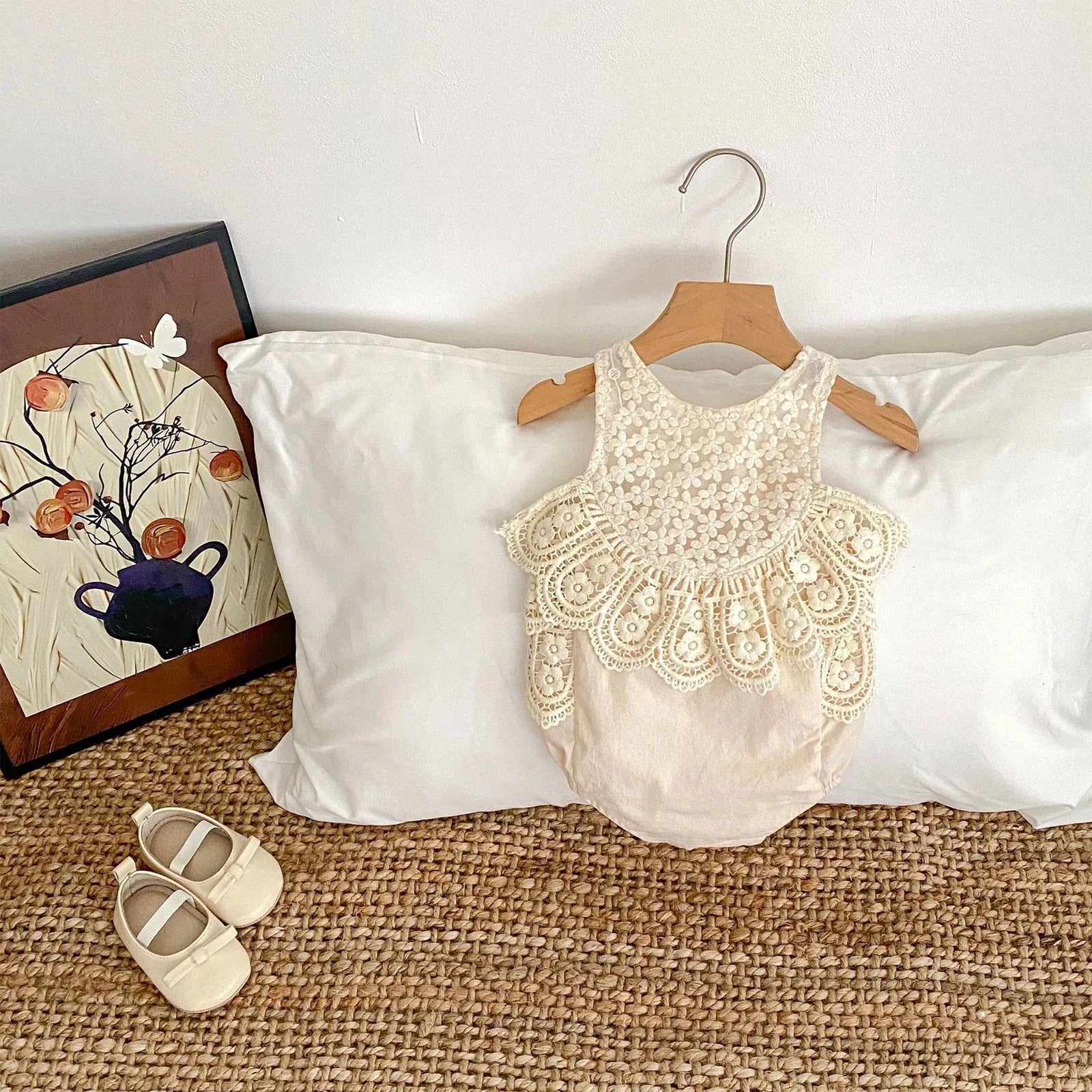 Little Girls Vacation Boho Romper Summer Casual Ruffles Flower Bodysuit Daily Beach Holiday Birthday Party Photography Costume