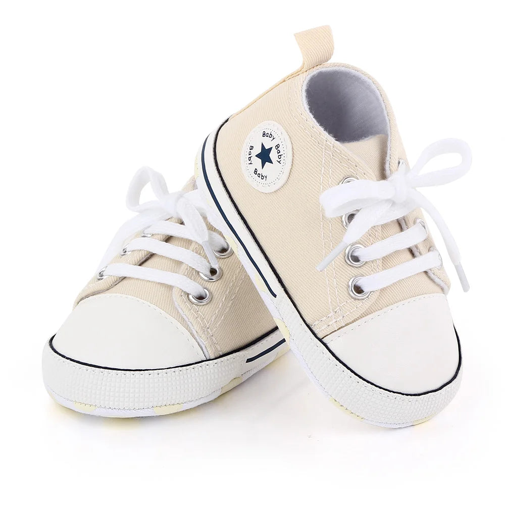 New Baby Shoes Boys Girls Classic Canvas Casual Sneakers Spring Newborn First Walker Toddler Soft Sole Non-Slip Walking Shoes