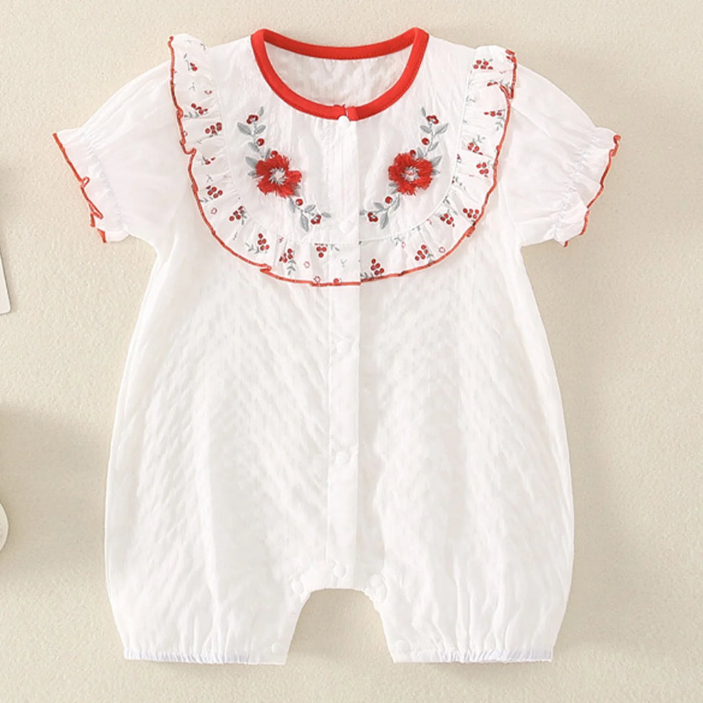 Little Girls Vacation Boho Romper Summer Casual Ruffles Flower Bodysuit Daily Beach Holiday Birthday Party Photography Costume