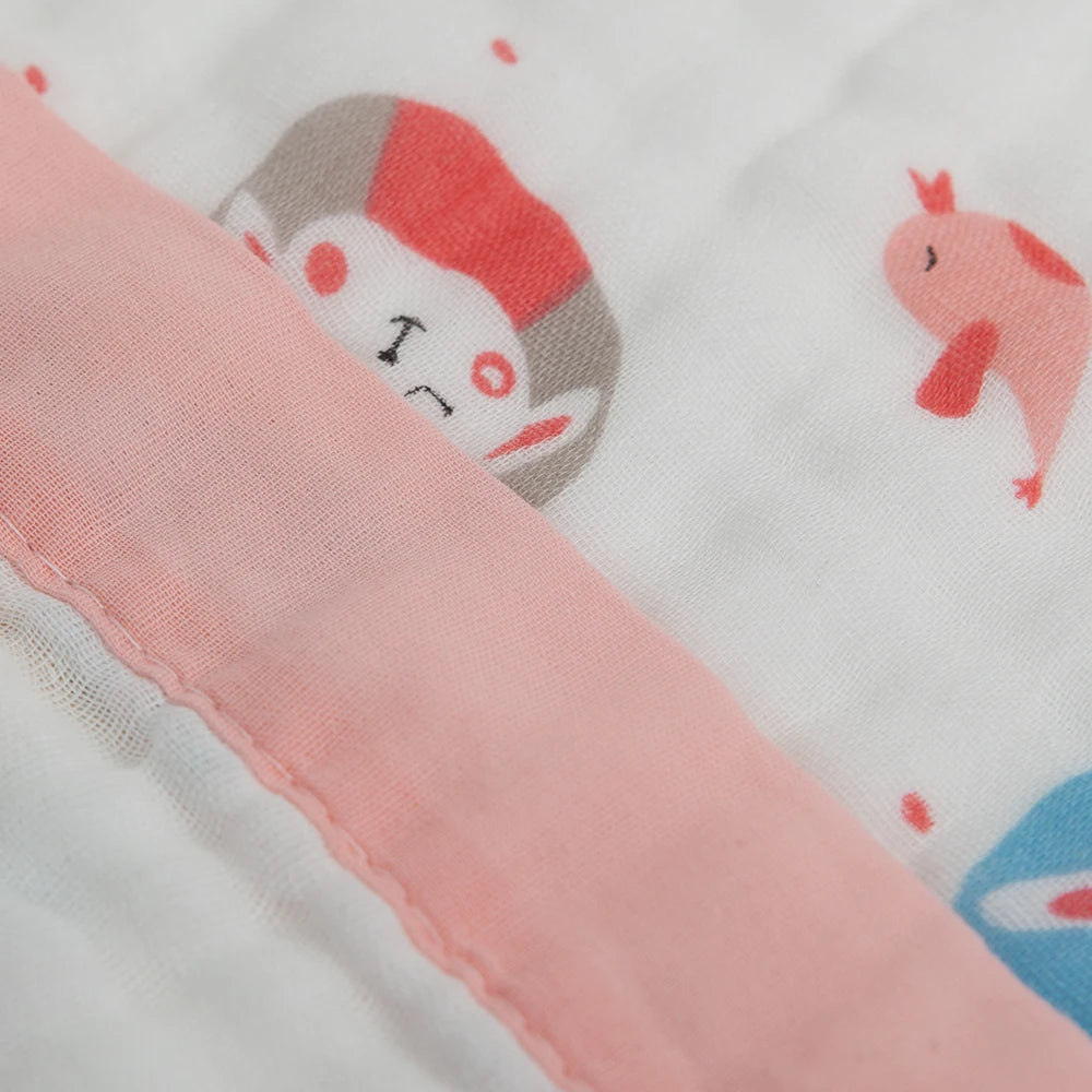 Baby Blankets 6 Layers 100% Cotton Gauze Breathable Infant Wrap Soft Absorbent Newborn Swaddle Blankets Cartoon Baby Bath Towel