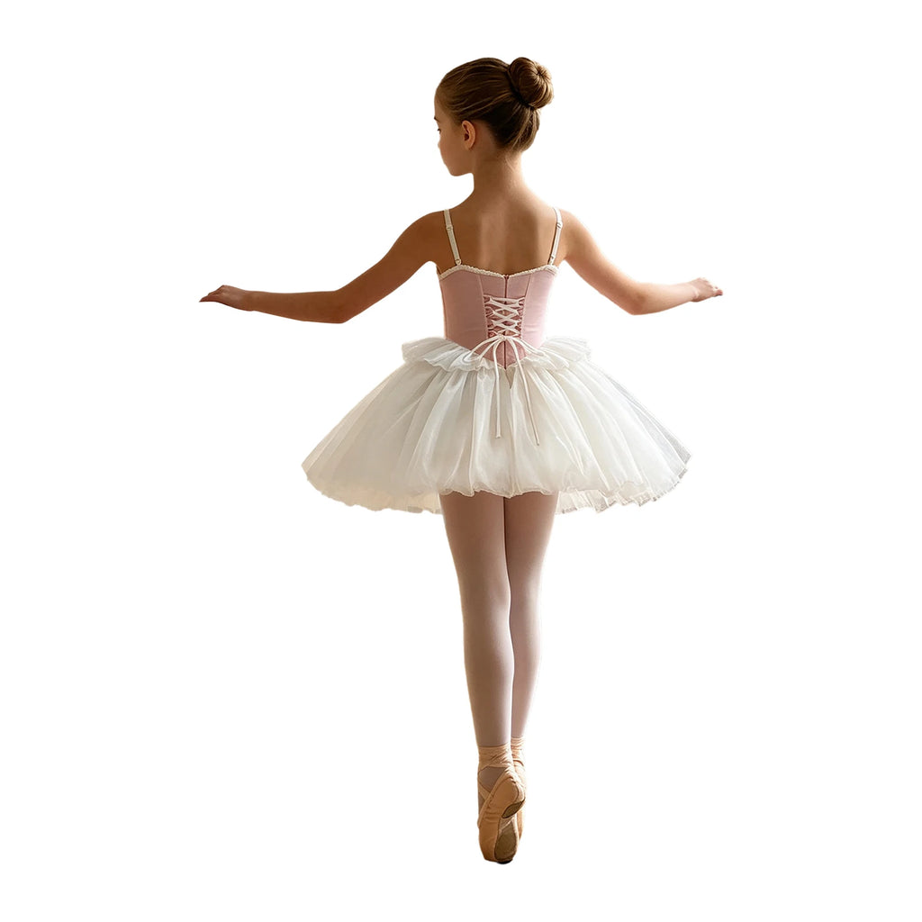 Toddler Kids Girls Ballet Tutu Lyrical Dance Dress Ballerina Performance Costume Adjustable Straps Bowknot Ruffles Bubble Dress
