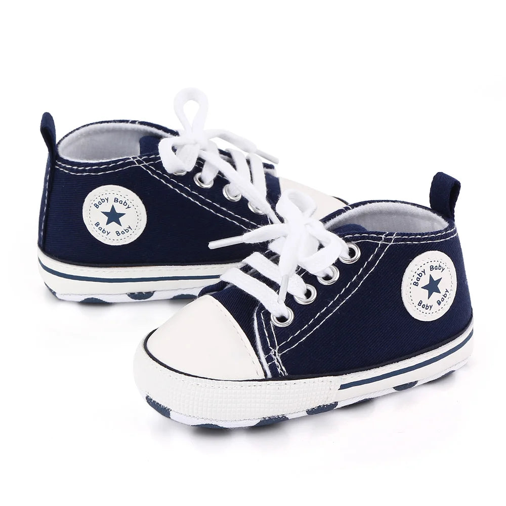 New Baby Shoes Boys Girls Classic Canvas Casual Sneakers Spring Newborn First Walker Toddler Soft Sole Non-Slip Walking Shoes