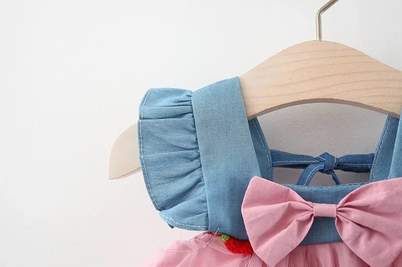 Baby Girl Dress Summer Cherry Mesh Girl's Dress Cute Beach Baby Dress Baby Girl Clothes